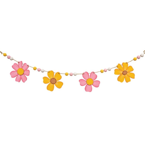 Beaded Spring Flower Wooden Garland