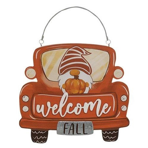 Welcome Gnome Fall Metal Sign