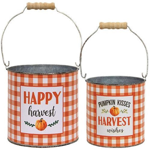 Orange Buffalo Check Happy Harvest Bucket