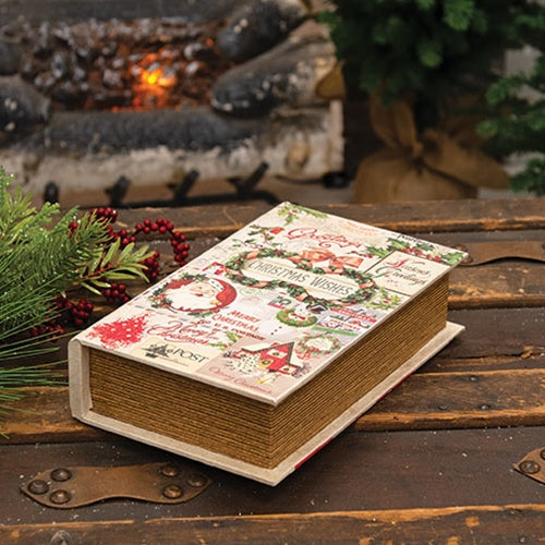 Vintage Christmas Postage Stamps Canvas Book Box