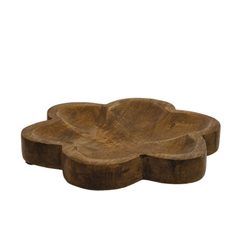 Carved Look Wooden Daisy Tray