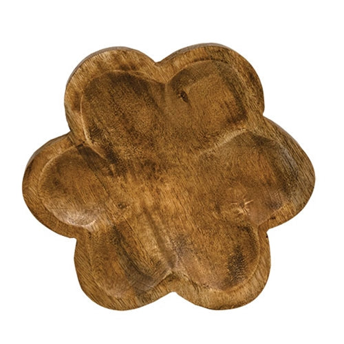 Carved Look Wooden Daisy Tray