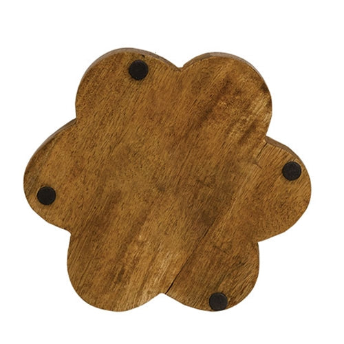 Carved Look Wooden Daisy Tray
