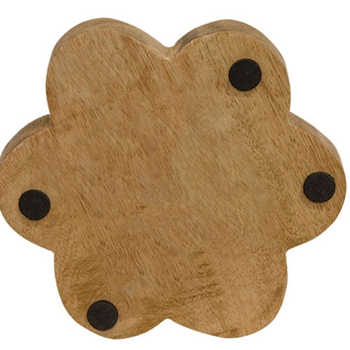 Carved Look Wooden Daisy Tray
