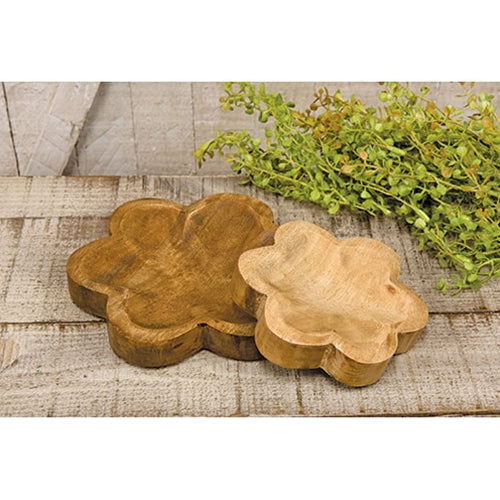 Carved Look Wooden Daisy Tray