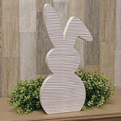Distressed White Corrugated Wooden Bunny Sitter