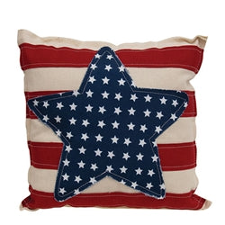 Patriotic Star & Stripes Fabric Pillow, 11"