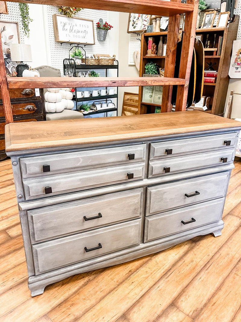 RESTYLE Gray / Wood Dressser w black hardware
