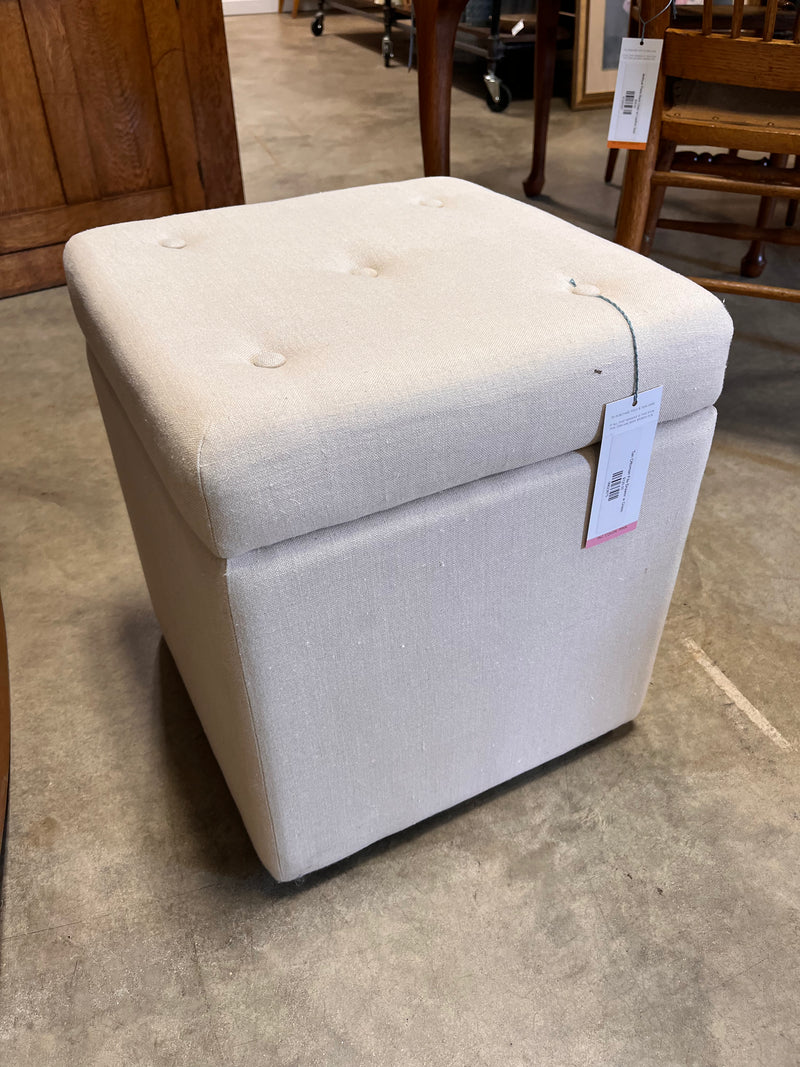 Tan Ottoman File Drawer w Glass