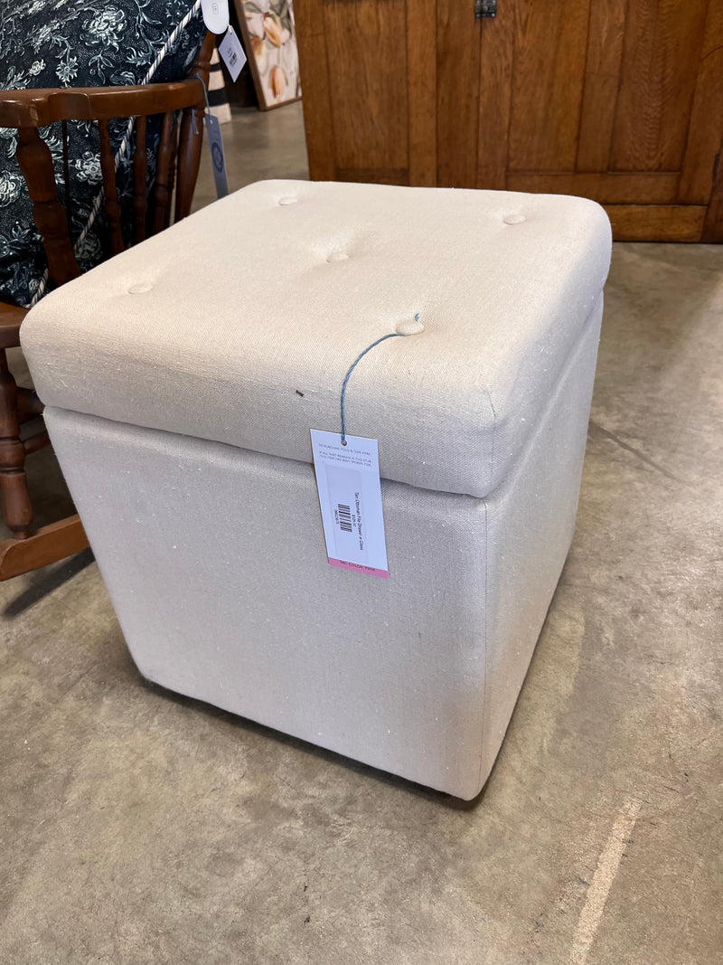 Tan Ottoman File Drawer w Glass