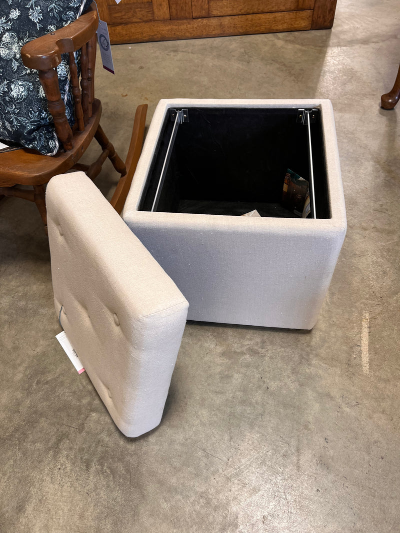 Tan Ottoman File Drawer w Glass