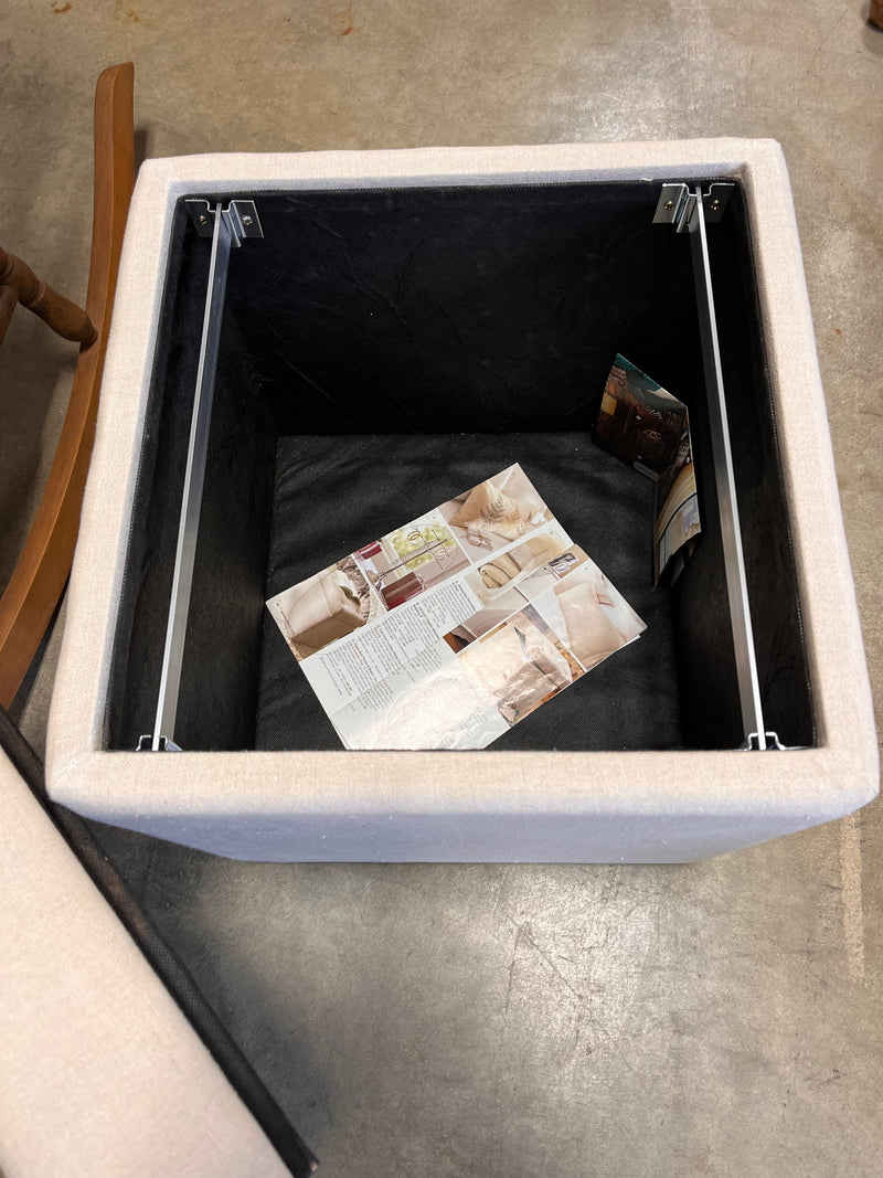 Tan Ottoman File Drawer w Glass