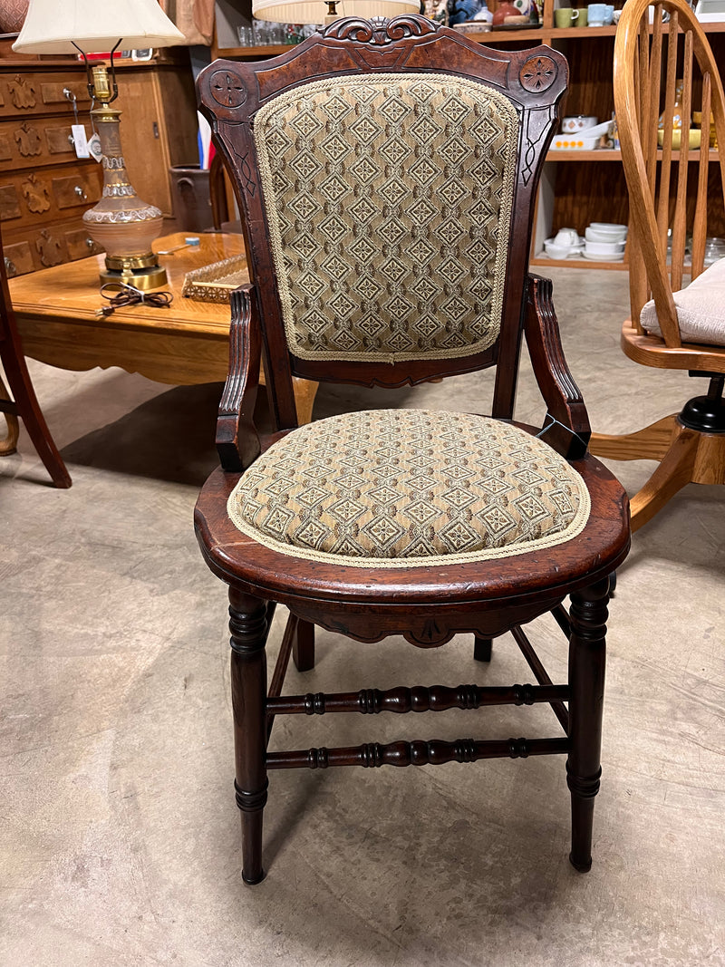 Vintage Cushioned Carved Chair