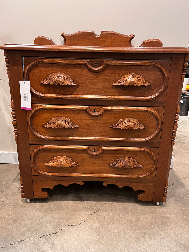 Antique Three Drawer Chest w/ Gallery Back