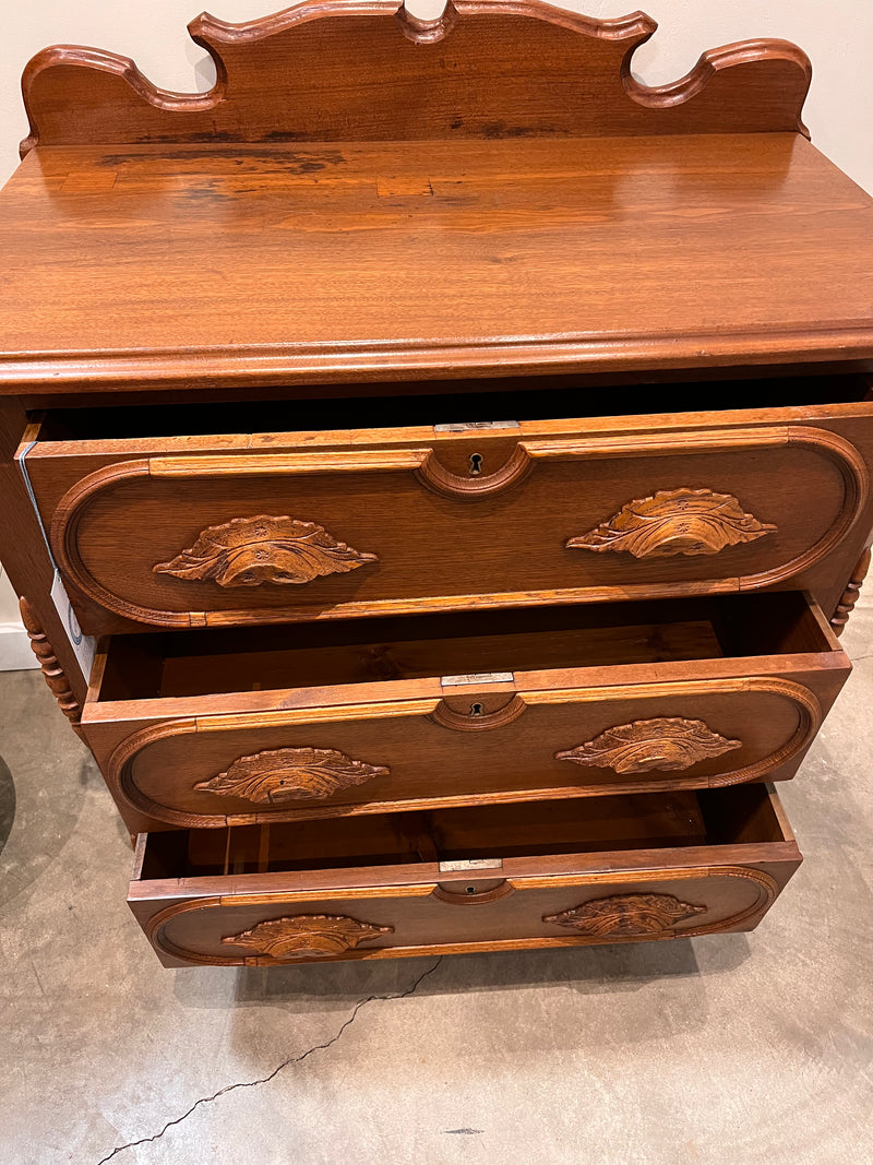 Antique Three Drawer Chest w/ Gallery Back
