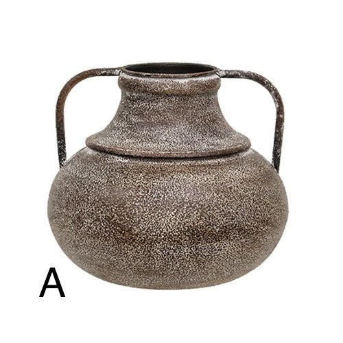 Distressed Rustic Metal Flower Urn
