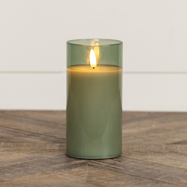 Green Glass 3D Flame Candle