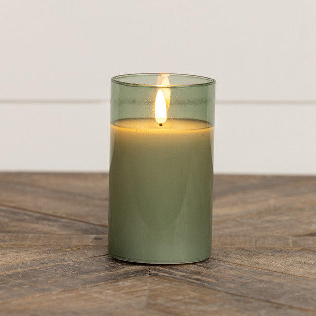 Green Glass 3D Flame Candle