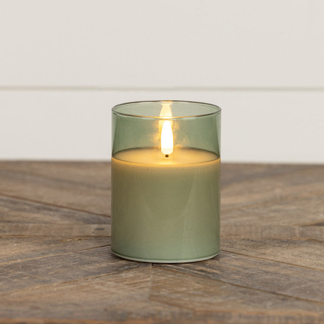 Green Glass 3D Flame Candle