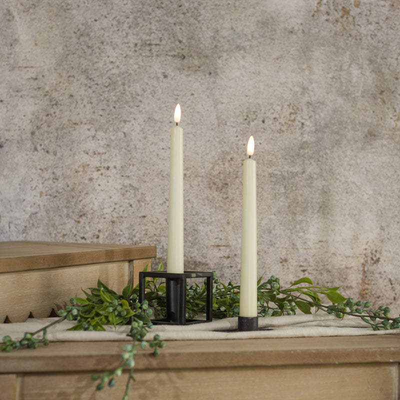 SET/ 2 - 9.5" 3D FLAME DROP CREAM TAPER CANDLE