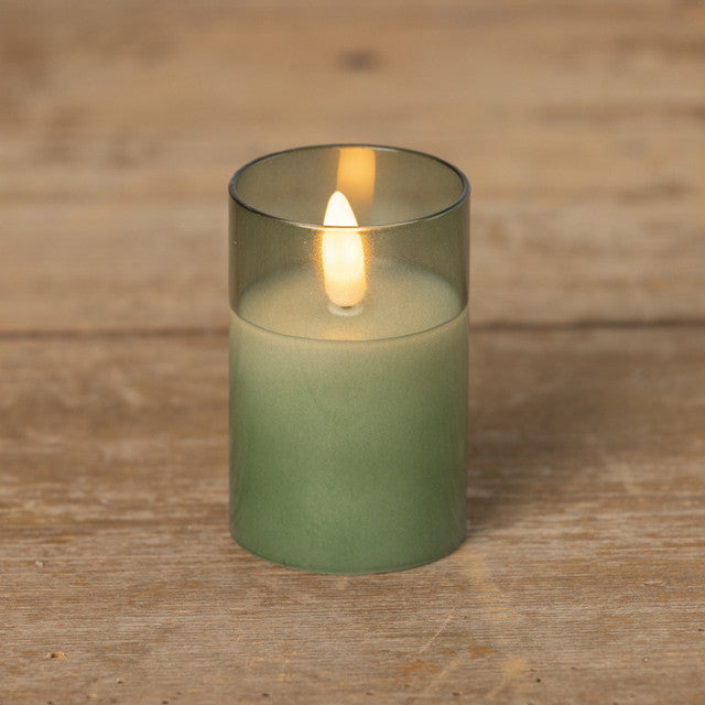 Green Glass 3D Flame Candle