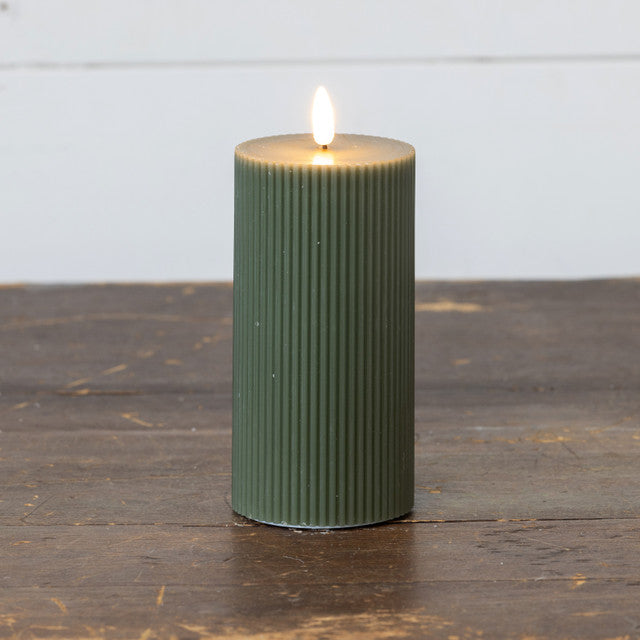 Dark Green Grooved 3D Flame Candle