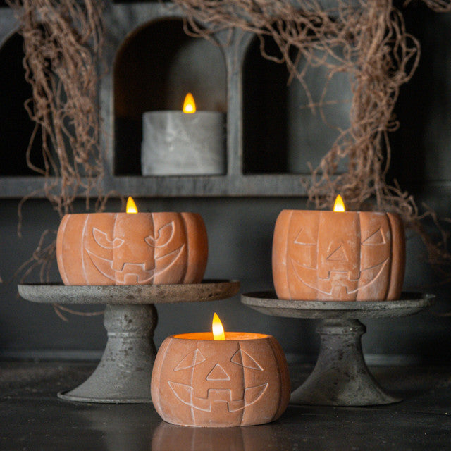 Orange Jack-O-Lantern 3D Flame Candle