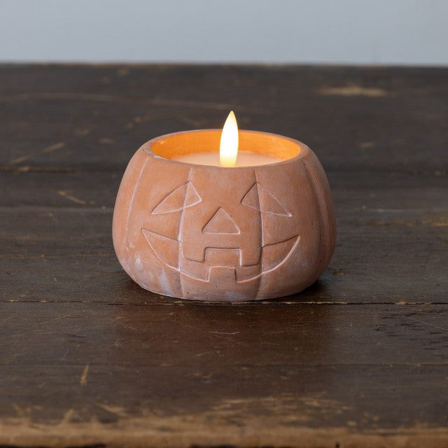 Orange Jack-O-Lantern 3D Flame Candle
