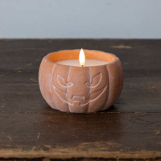 Orange Jack-O-Lantern 3D Flame Candle