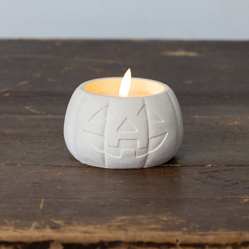 Cream Jack-O-Lantern 3D Flame Candle