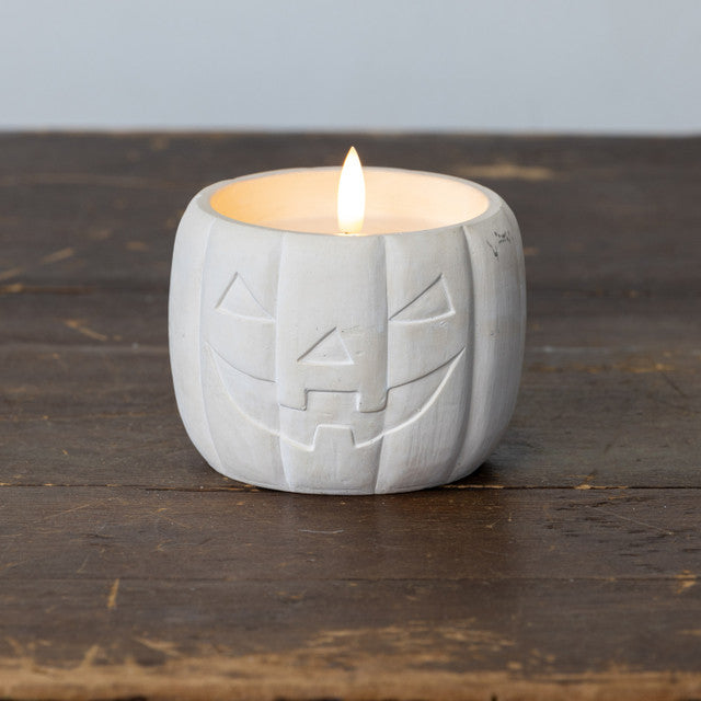 Cream Jack-O-Lantern 3D Flame Candle