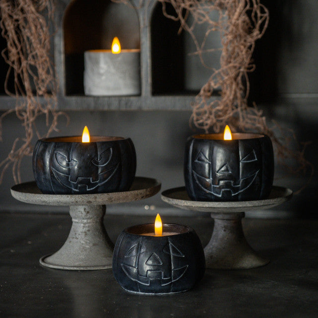 Black Jack-O-Lantern 3D Flame Candle