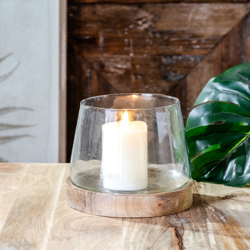 Glass Cylinder w/ Wood Base