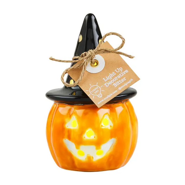 Light-Up Witch Jack O'Lantern Sitter
