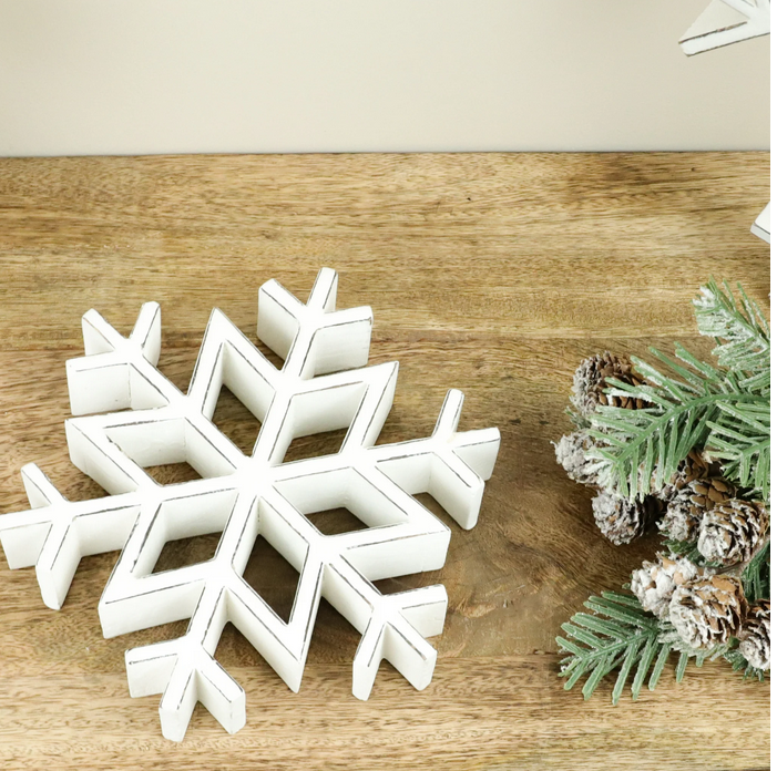 Whitewash Wood Snowflake