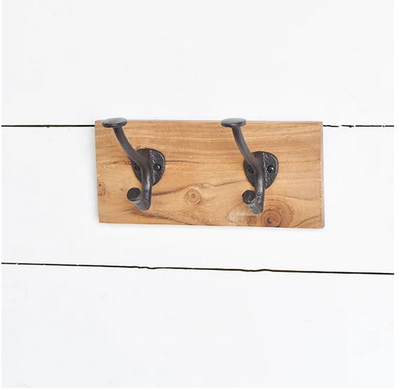 2 Hook Wood Wall Hanger