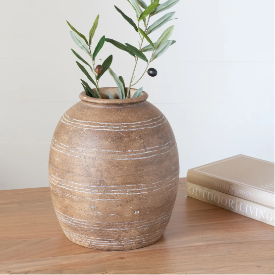 12" Terracotta Line Vase