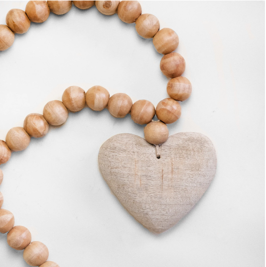 Wood Beads w/ Heart