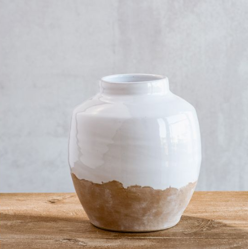 White / Sand Round Vase