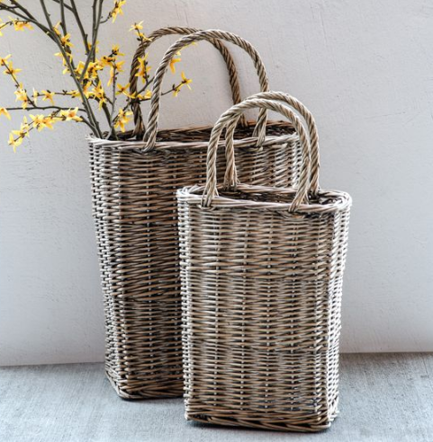 Tall French Willow Flower Basket
