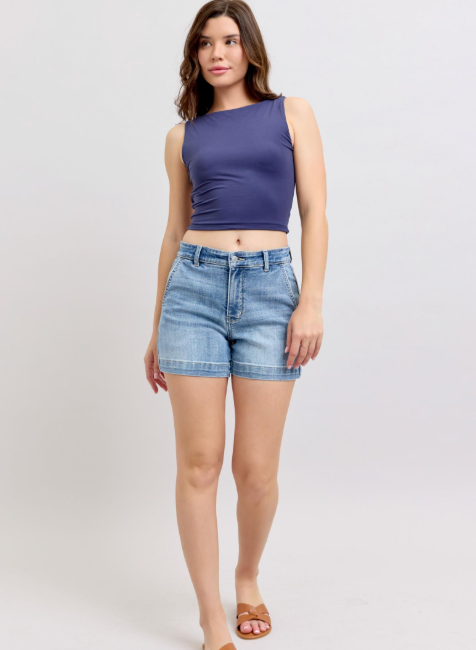 Judy Blue Midrise Denim Trouser Shorts