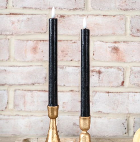 Set/2 Black LED Taper Candles