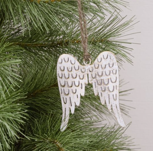 White Gold Angel Wing Ornament