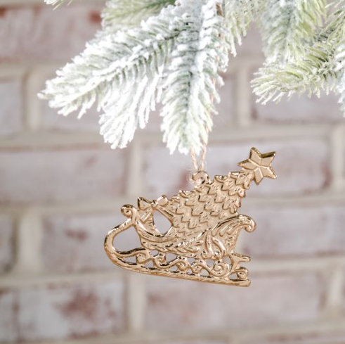 Gold Sleigh Ornament