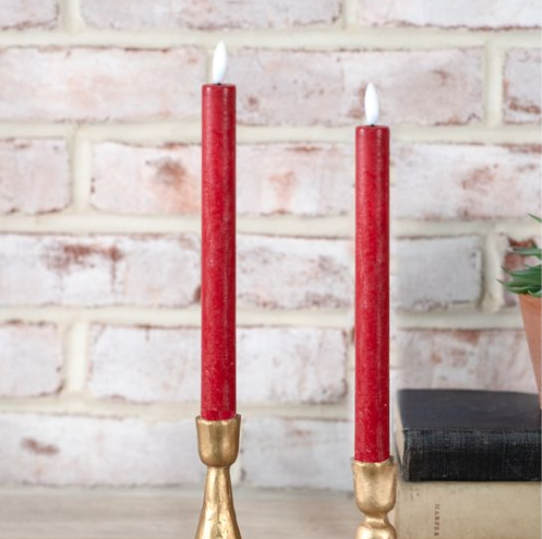 Set/2 Red LED Taper Candles