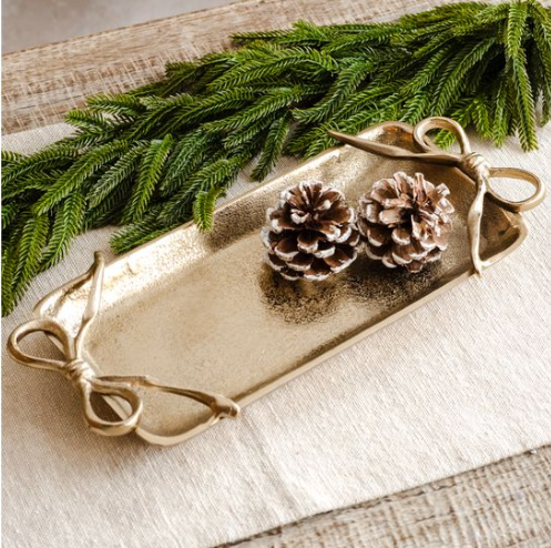 Gold Tray w/ Ribbon Handles