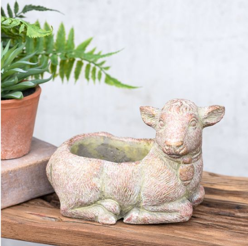 Verdi Copper Sitting Cow Planter