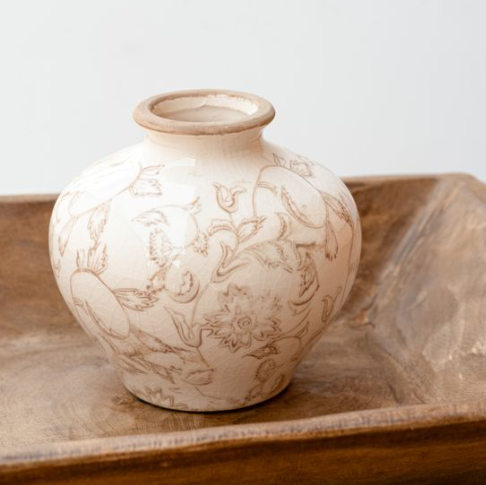 4.7" Beige Heirloom Vase