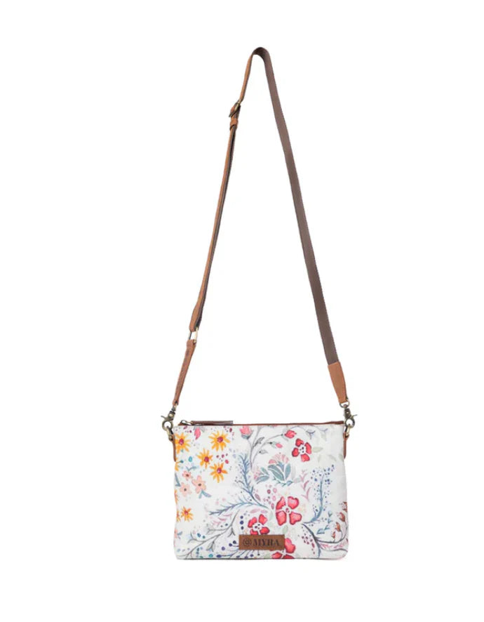 Myra Bag® Wildflower Trail Cotton & Leather Crossbody Bag