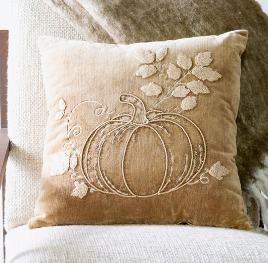 18x18 Velvet Pumpkin Pillow